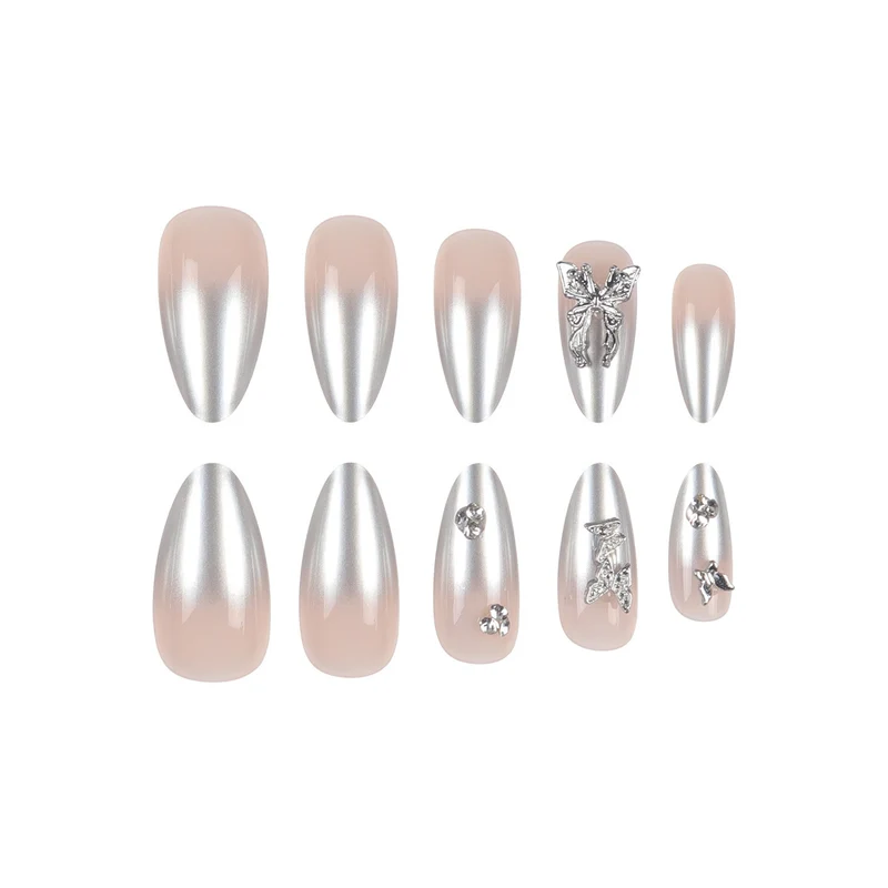 Glamouröse Metallische Stiletto Press-On Nägel Karnz