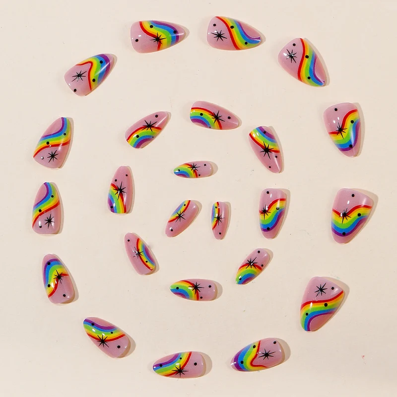 Bunte Regenbogen-Themen Nagelkunst Karnz