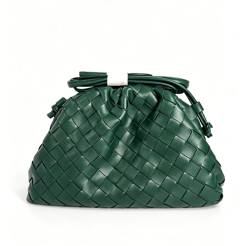 Elegante Gewebte Leder Eimer Tasche Karnz