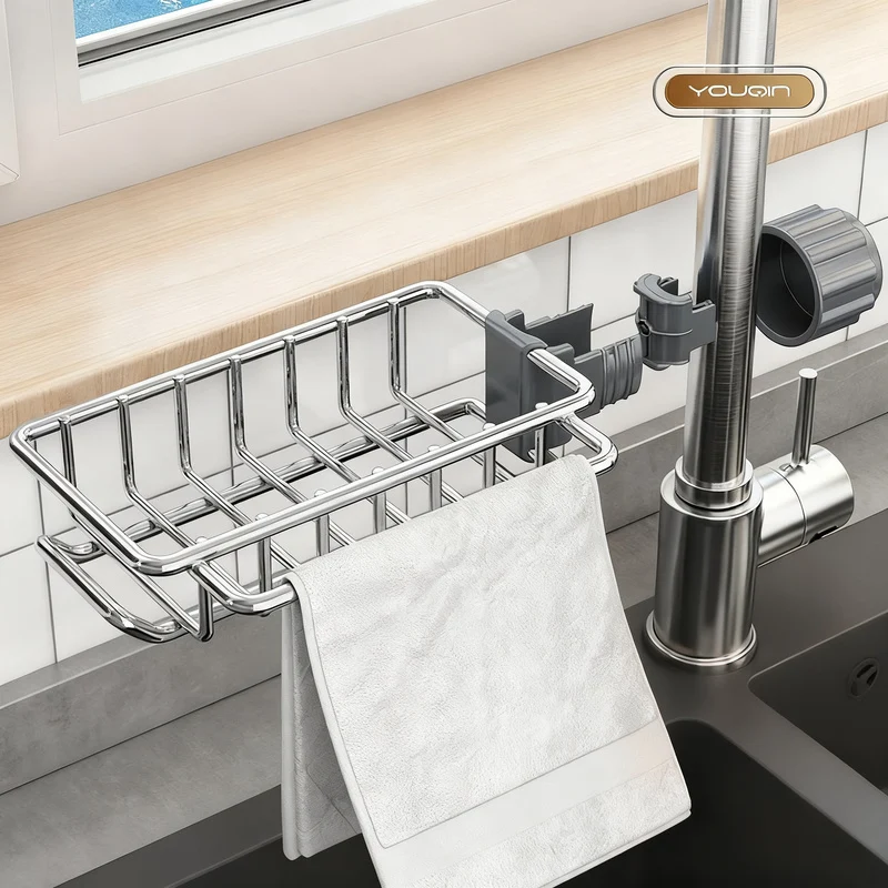 Edelstahl-Ablagekorb für Spüle und Wasserhahn