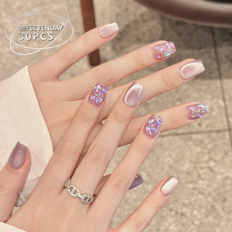 Glitzerndes Acryl Press-On Nail Set Karnz