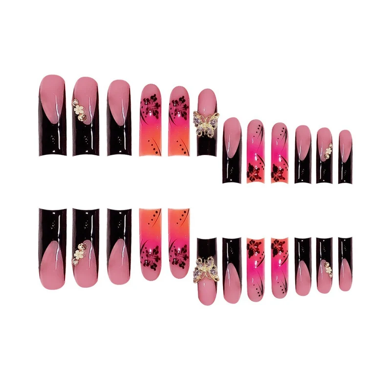 Glamouröse Florale Nagelkunstverlängerungen Karnz