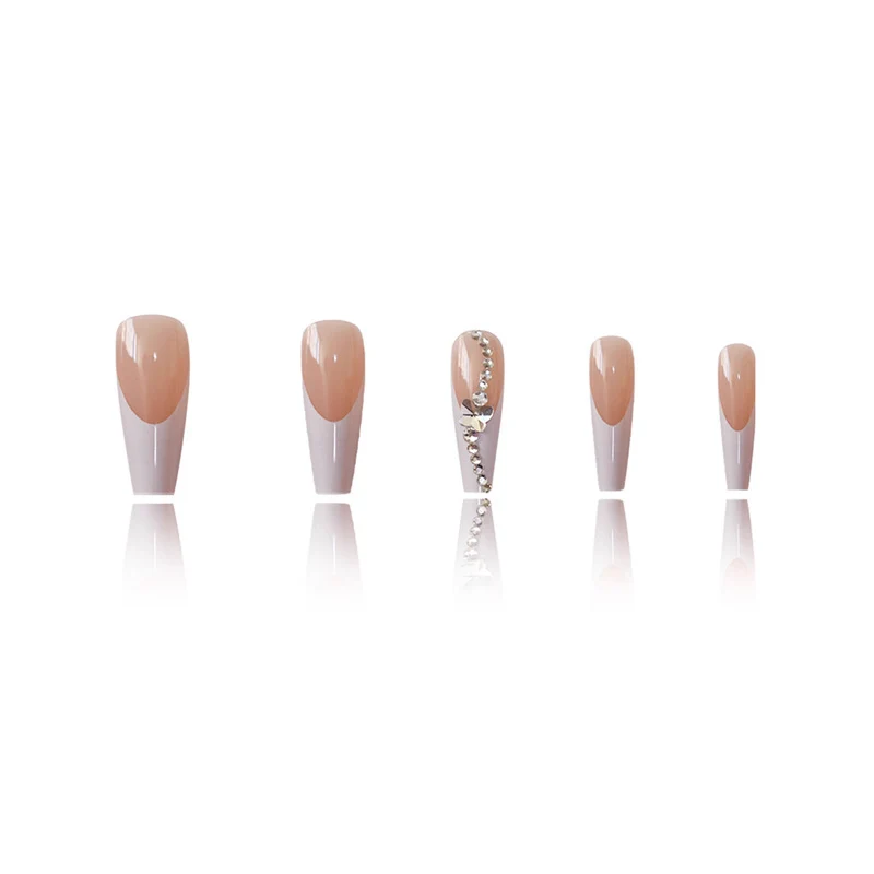 Elegante lange französische Spitzen Acryl Nagelkunst Karnz