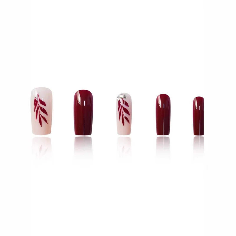 Elegante Blatt-Design Acryl-Nagelkunst Karnz