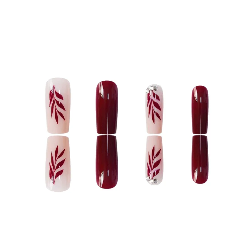 Elegante Blatt-Design Acryl-Nagelkunst Karnz