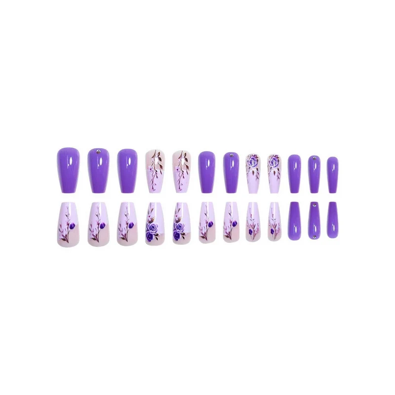 Elegantes Floral Acryl-Nagel-Set Karnz
