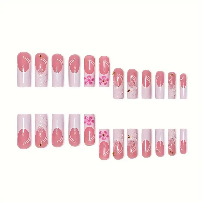 Elegante Blumen Acryl-Nagelkunst Karnz