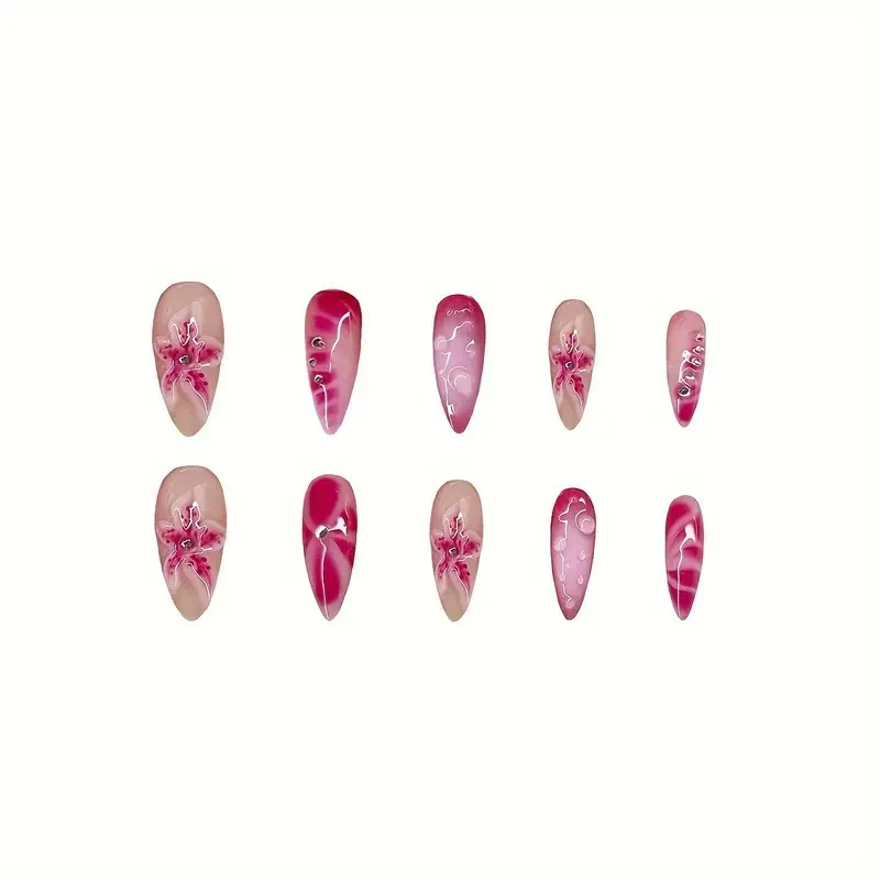 Elegante dekorative Press-on-Nagelverzierungen Karnz