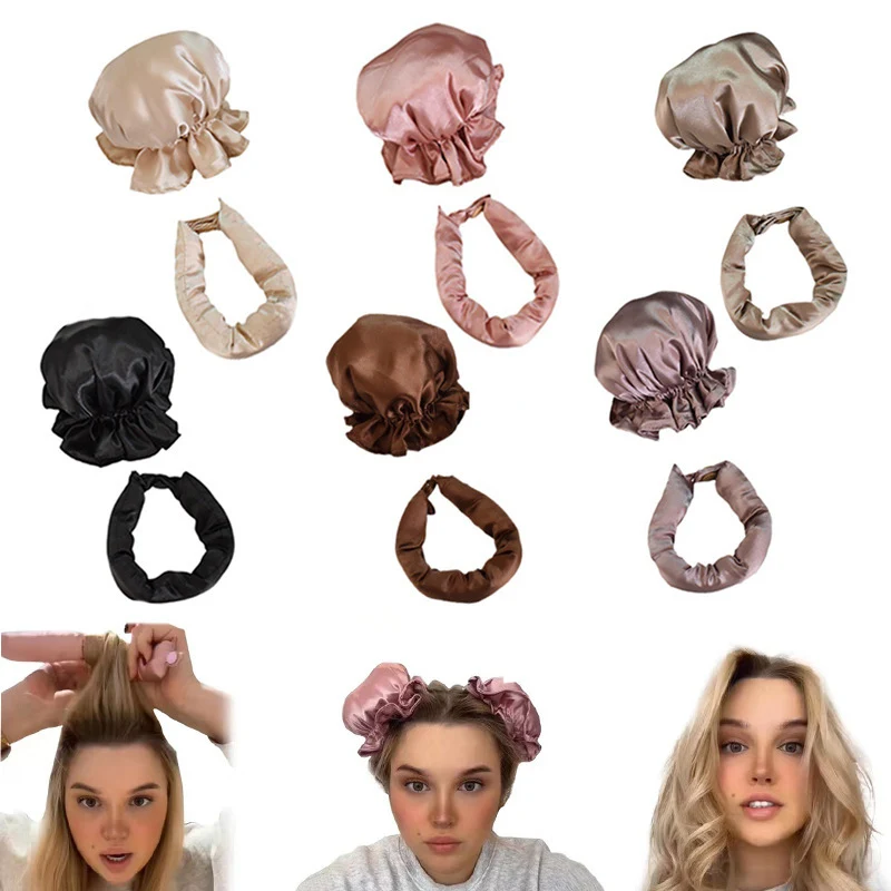 Luxuriöses Satin-Haarmütze- und Haarband-Set