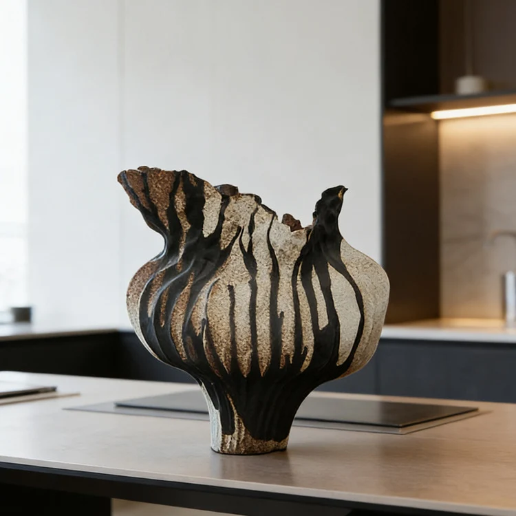 Künstlerische texturierte Keramikblume Vase