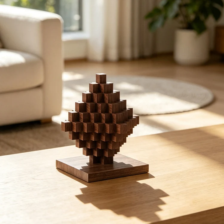 Künstlerische geometrische Holzskulptur