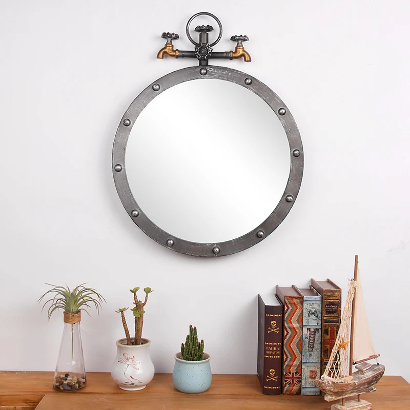 Industriell-Style Rundwandspiegel mit Vintage-Rohrdesign Karnz