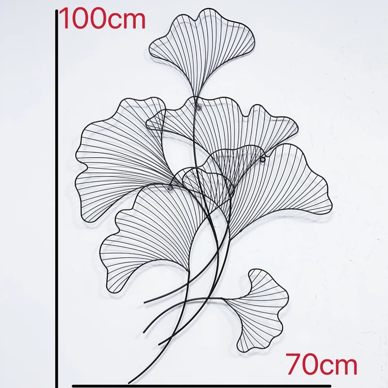 Elegante Ginkgo-Blatt Metall Wandskulptur Karnz
