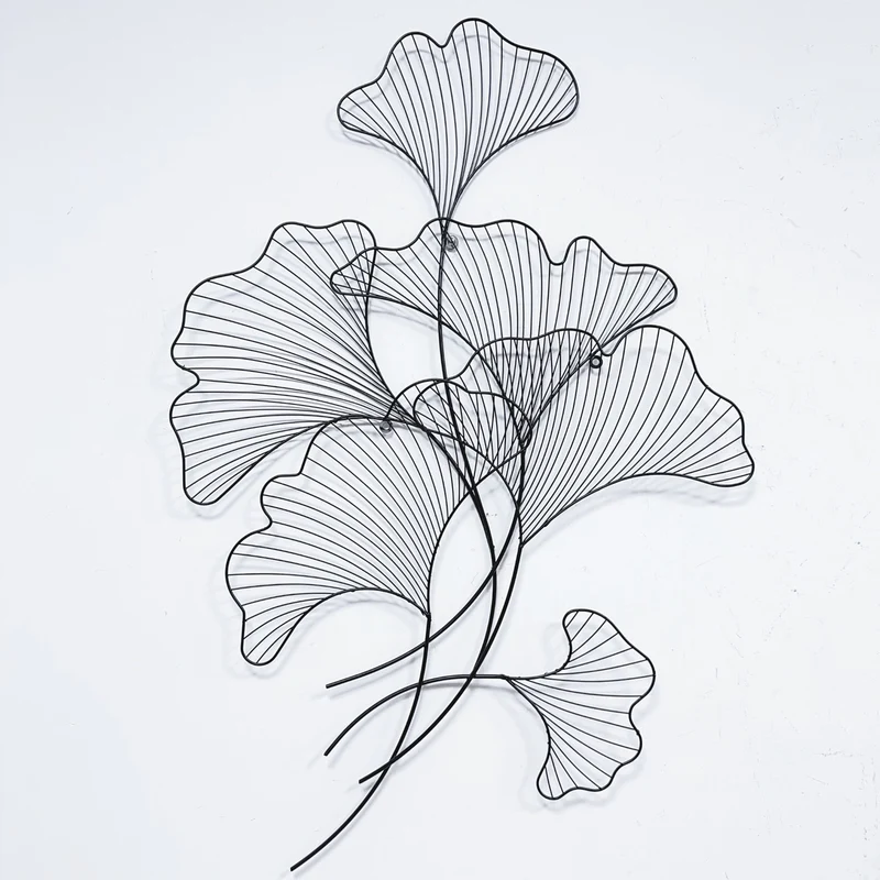 Elegante Ginkgo-Blatt Metall Wandskulptur Karnz
