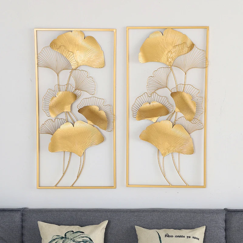 Elegante Ginkgo-Blatt Metall Wandkunst Skulptur Karnz