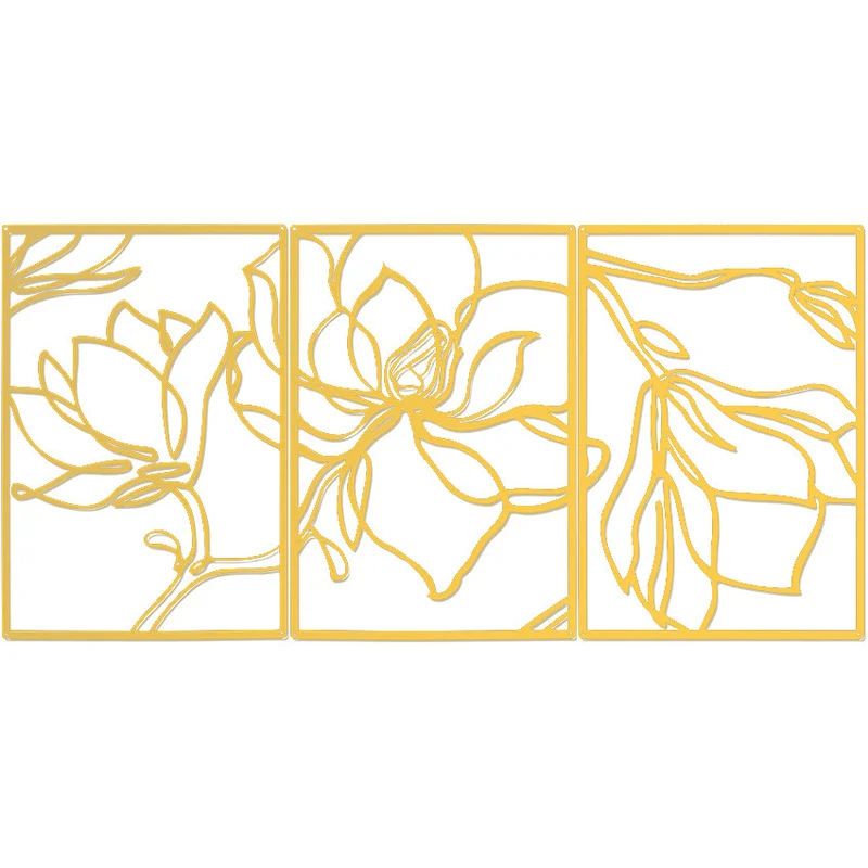 Elegante Florale Wandkunst Skulptur Set Karnz