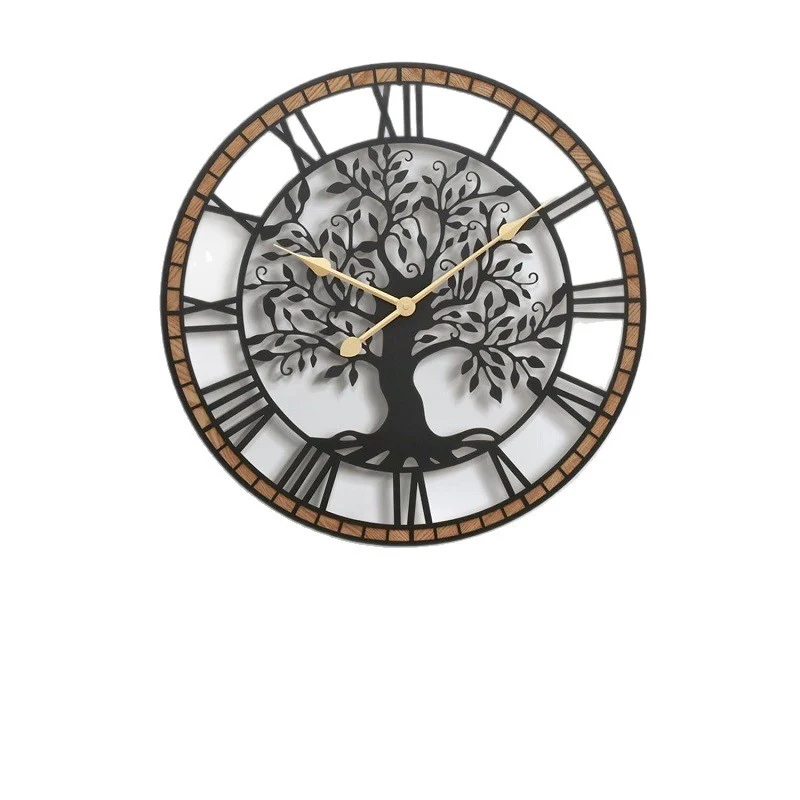 Dekorative Wanduhr mit Baum-Motiv Karnz