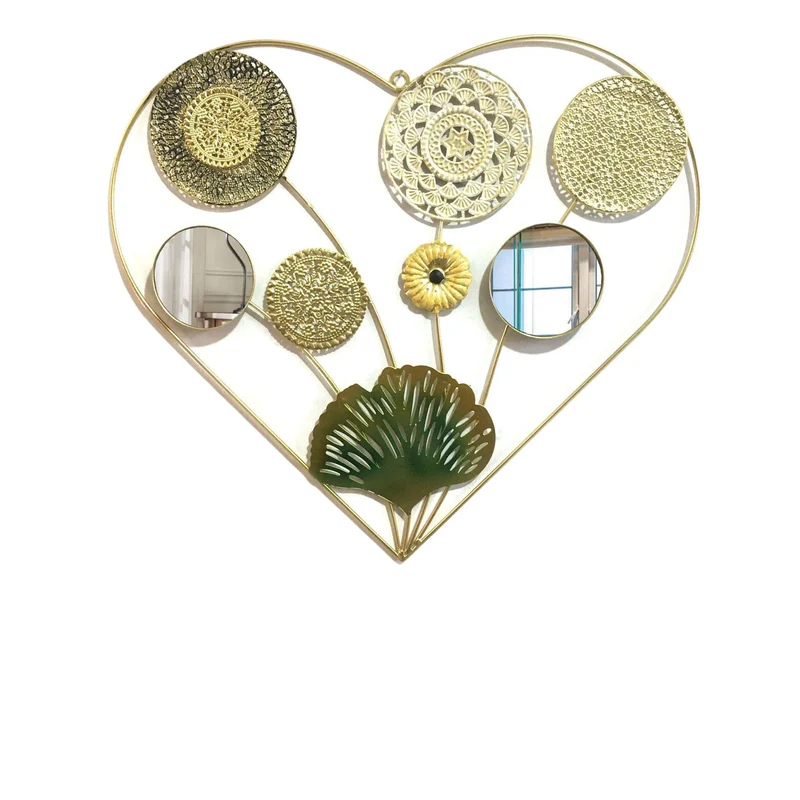 Dekorative Metallwandkunst mit tropischem Blatt- und Spiegeldesign Karnz