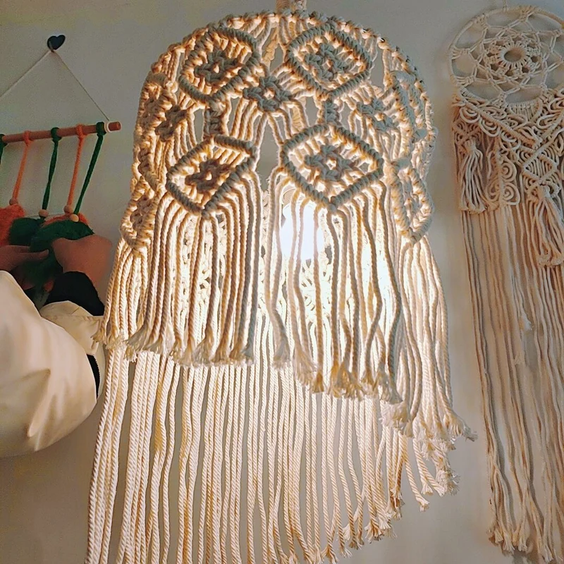 Macrame Hängeleuchte Schirm Karnz