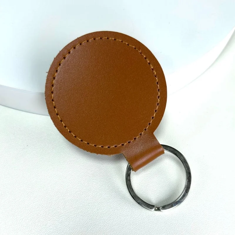 Premium Leder Runder Schlüsselanhänger Karnz
