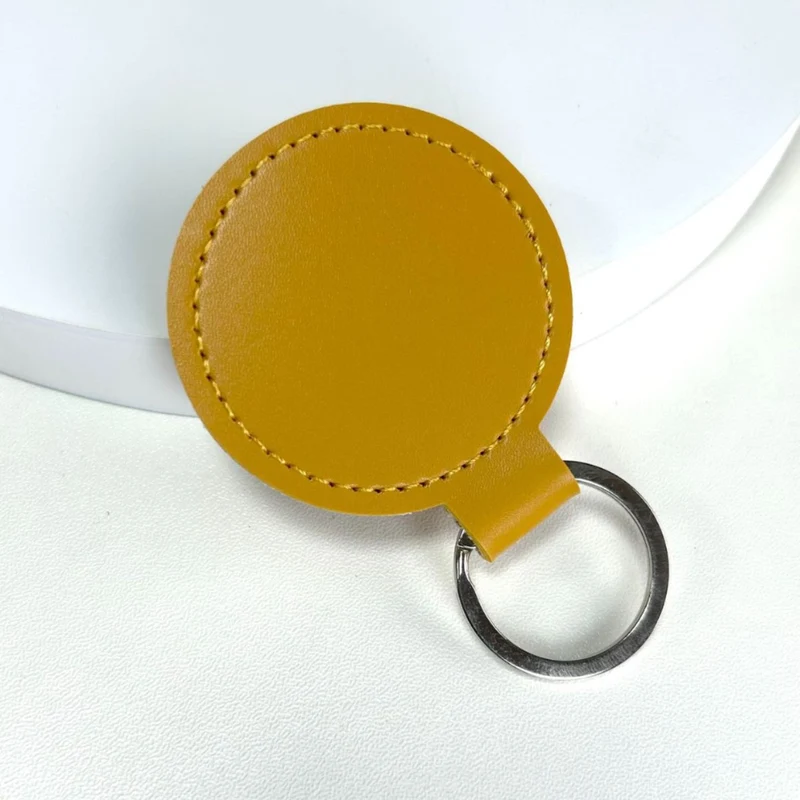 Premium Leder Runder Schlüsselanhänger Karnz