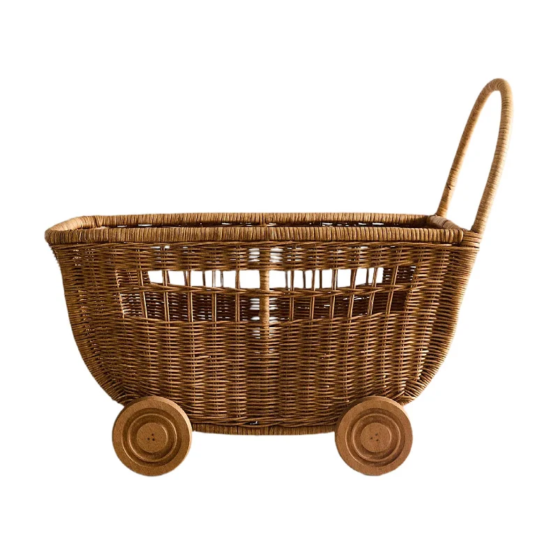 Vintage Geflochtener Aufbewahrungswagen Karnz