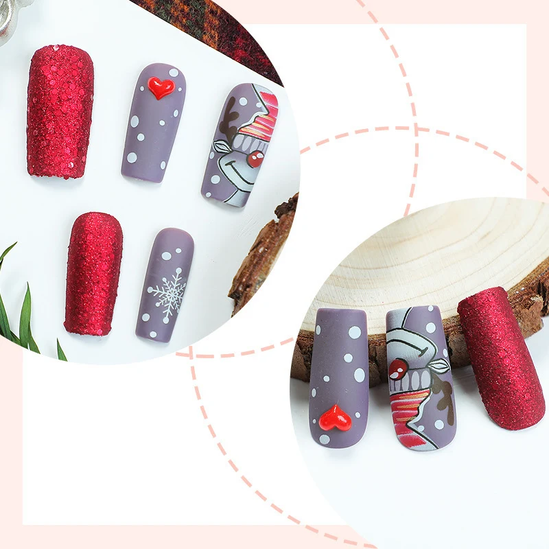 kunstvolles Nagelset mit festlichen Glitzer- und Weihnachtsmotiven Karnz