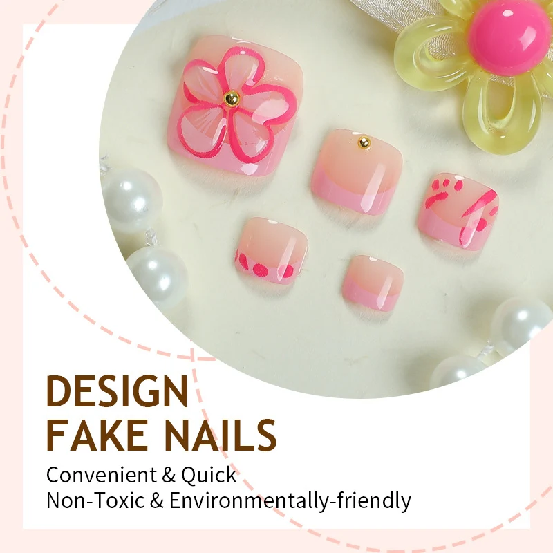 Kunstnagelset mit verspielten Blüten-Designs Karnz