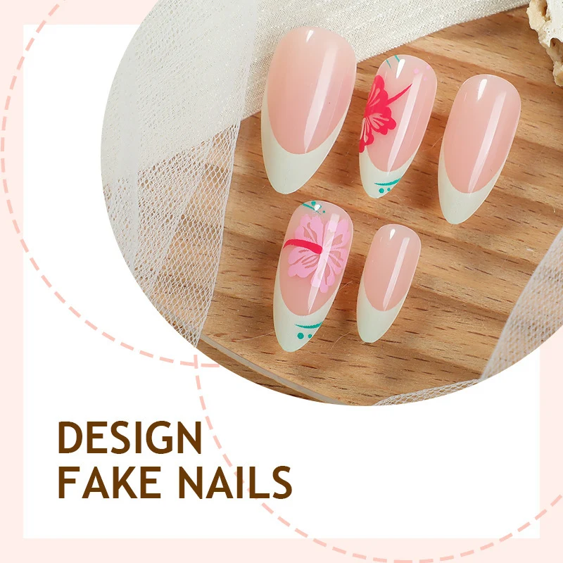 Kunstnagelset mit stilvollen Blumenspitzen Karnz