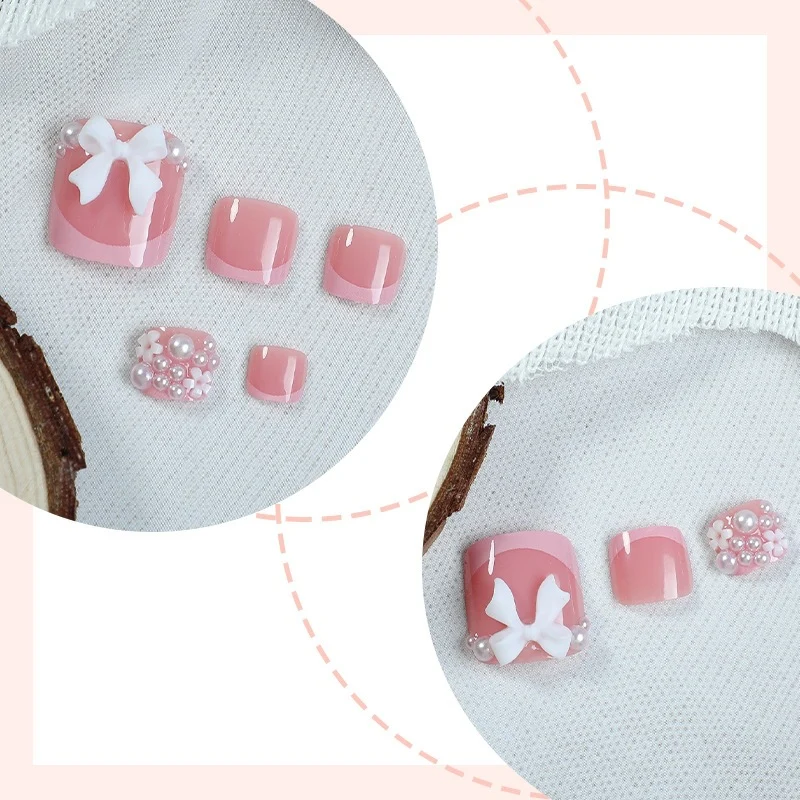 Kunstnagelset mit romantischen Schleifen-Design Karnz