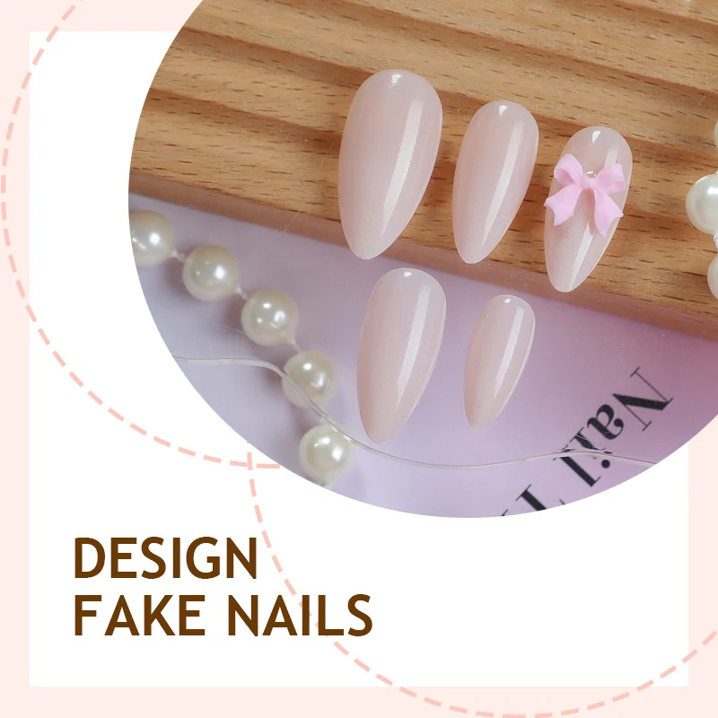 Kunstnagelset mit niedlichem Schleifen-Design Karnz