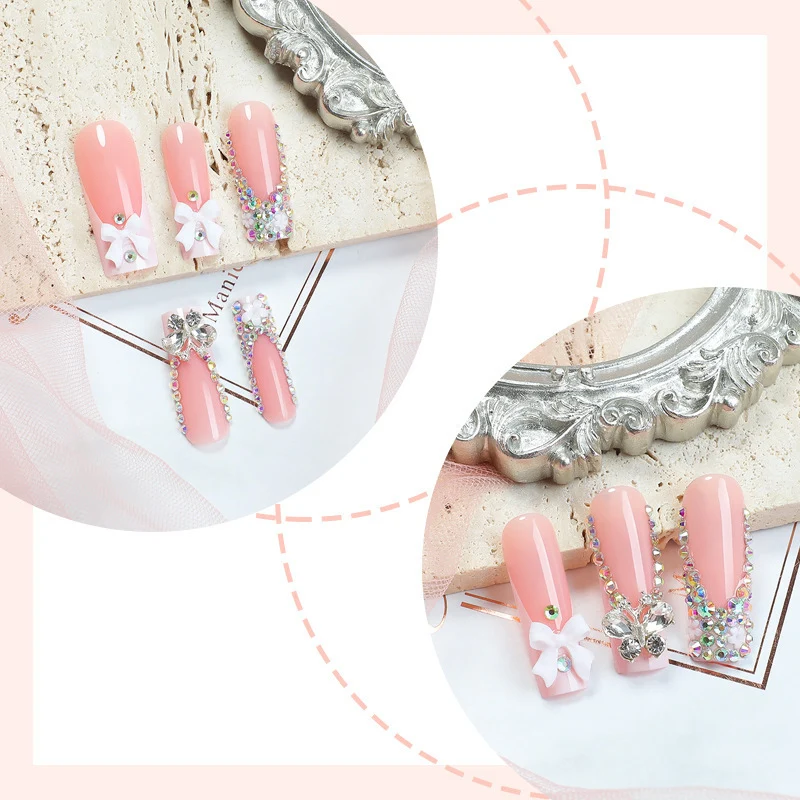 Kunstnagelset mit luxuriösen Verzierungen und Glitzerakzenten Karnz