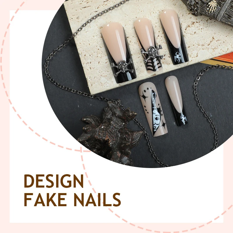 Kunstnagelset mit kreativen Spinnen- und Gruselelementen Karnz