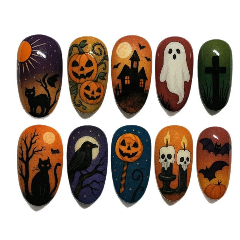 Kunstnagelset mit gruseligen Halloween-Motiven Karnz 1789118658