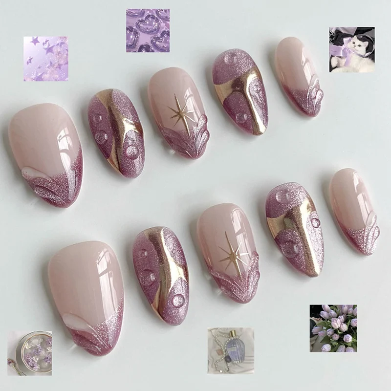 Kunstnagelset mit glamourösen Spitzenakzenten Karnz