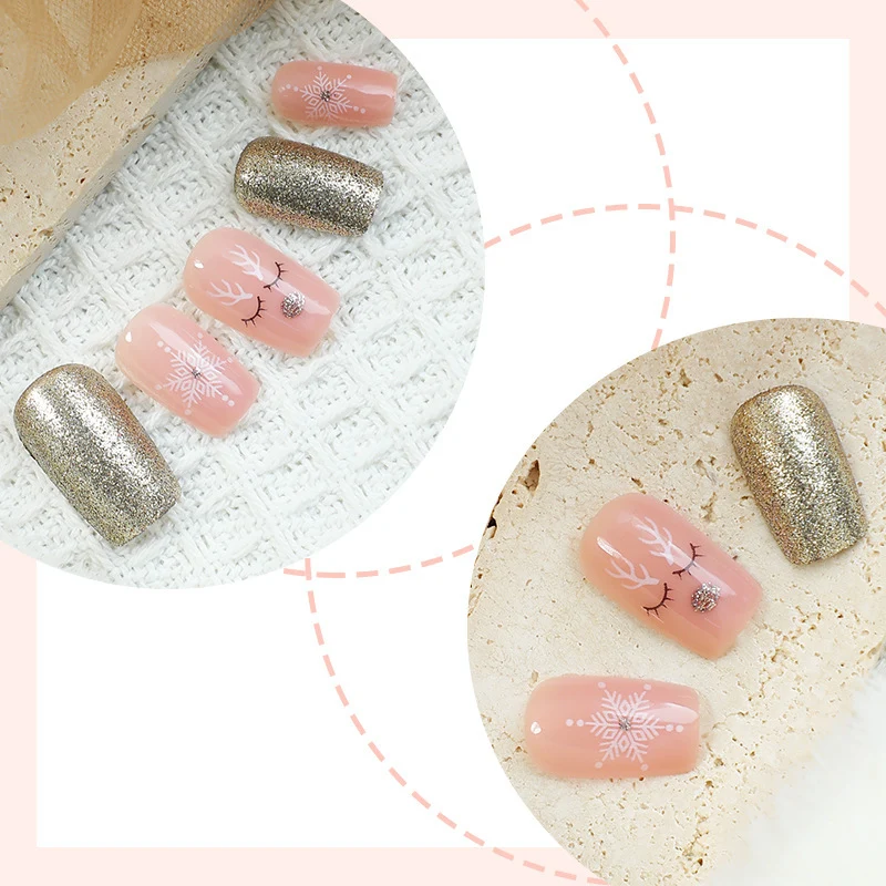 Kunstnagelset mit funkelndem Glitzer und zarten Designs Karnz