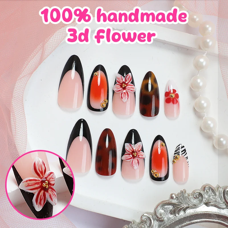 Kunstnagelset mit floralen und kreativen Verzierungen Karnz