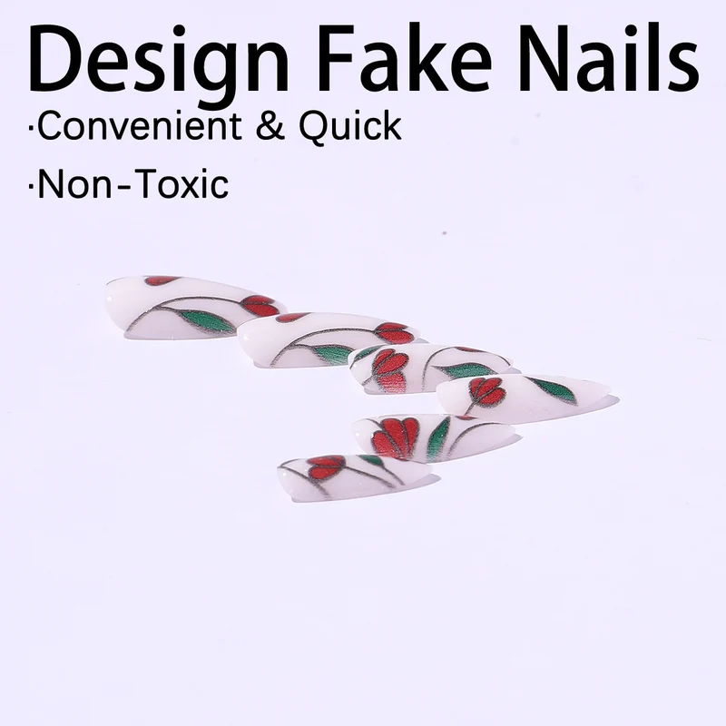 Kunstnagelset mit floralen Akzenten und Glitzer Karnz