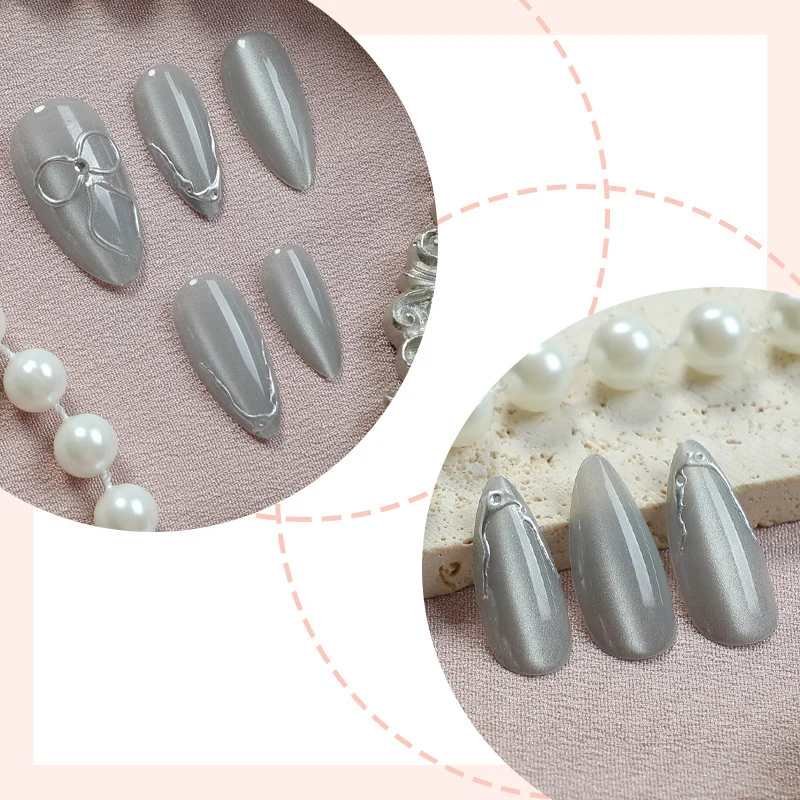Kunstnagelset mit eleganten Silberakzenten Karnz