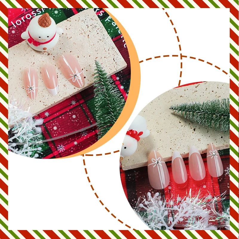 Kunstnagelset mit eleganten Schleifen- und Glitzerverzierungen Karnz