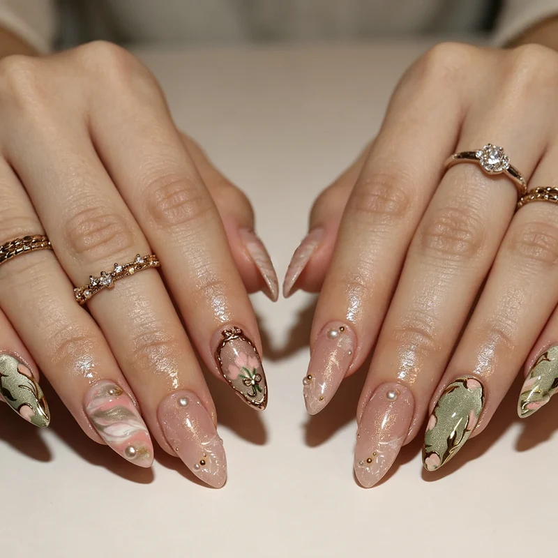 Künstlerische Blumen Press-On Nagelverzierungen Karnz 1789915404