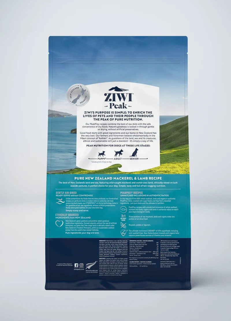 ZIWI Peak Air Dried Mackerel & Lamb Dry Dog Food