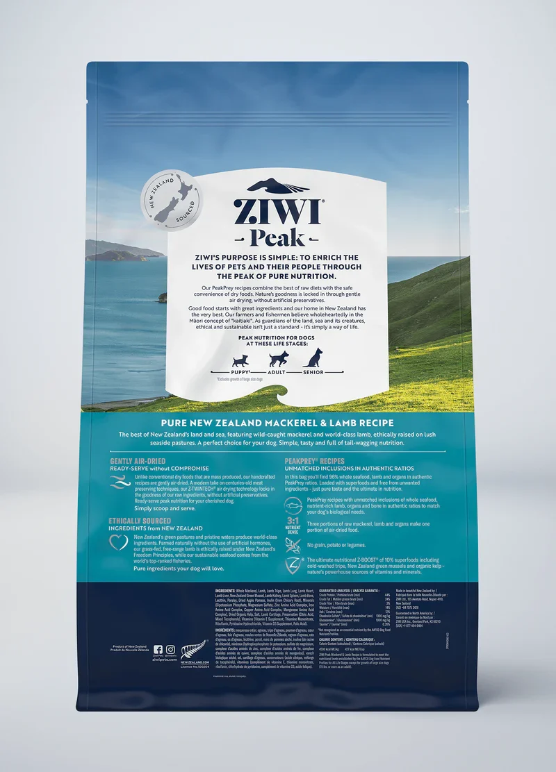 ZIWI Peak Air Dried Mackerel & Lamb Dry Dog Food