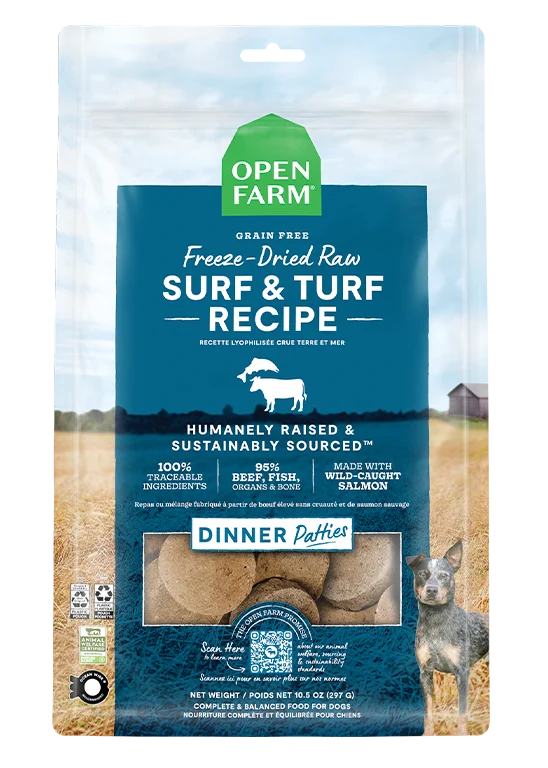 Open Farm Surf & Turf Freeze Dried Raw Patties Dog Food 297G